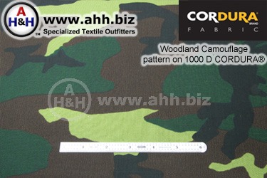 Woodland camo Pattern on 1000 Denier CORDURA&reg; Nylon Fabric