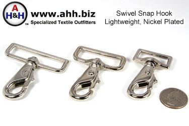 Light Duty Cast Alloy Snap Hooks, Nickel Plated