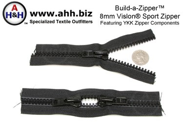 Build-a-Zipper&trade; YKK&reg; 8mm Vislon&reg; Sport - NO End Stops