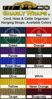 Gnarly Wraps&trade; Cord, Hose and Cable Organizer Hanging Straps is available in these colors