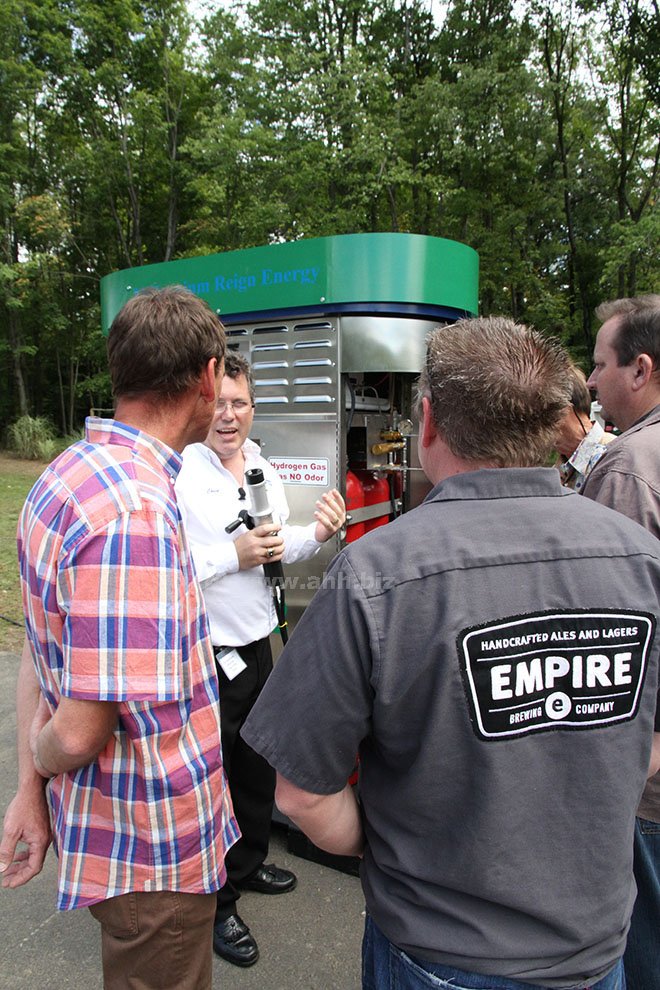 Factory Rep from Millennium Reign Energy shows the ease of operation of the Hydrogen Fueling Station