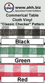 Commercial Table Cloth Vinyl Fabric ′Classic Checker′ Pattern is available in these colors