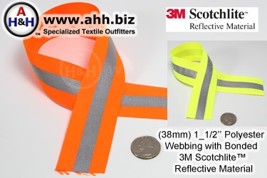 Reflective Webbing with 3M Scotchlite&trade; 1 1/2 inch with Polyester base fabric