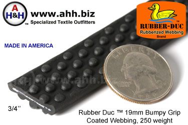 3/4" Rubber Duc&trade; brand Rubber Coated Webbing Bumpy Grip 19mm, 250 weight