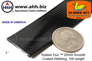 1" Rubber Duc&trade; brand Rubber Coated Webbing Smooth 25mm, 100 weight