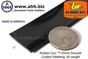 1" Rubber Duc&trade; brand Rubber Coated Webbing Smooth 25mm, 60 weight