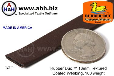 1/2" Rubber Duc&trade; brand Rubber Coated Webbing Textured 13mm, 100 weight