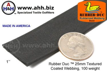 1" Rubber Duc&trade; brand Rubber Coated Webbing Textured 25mm, 100 weight